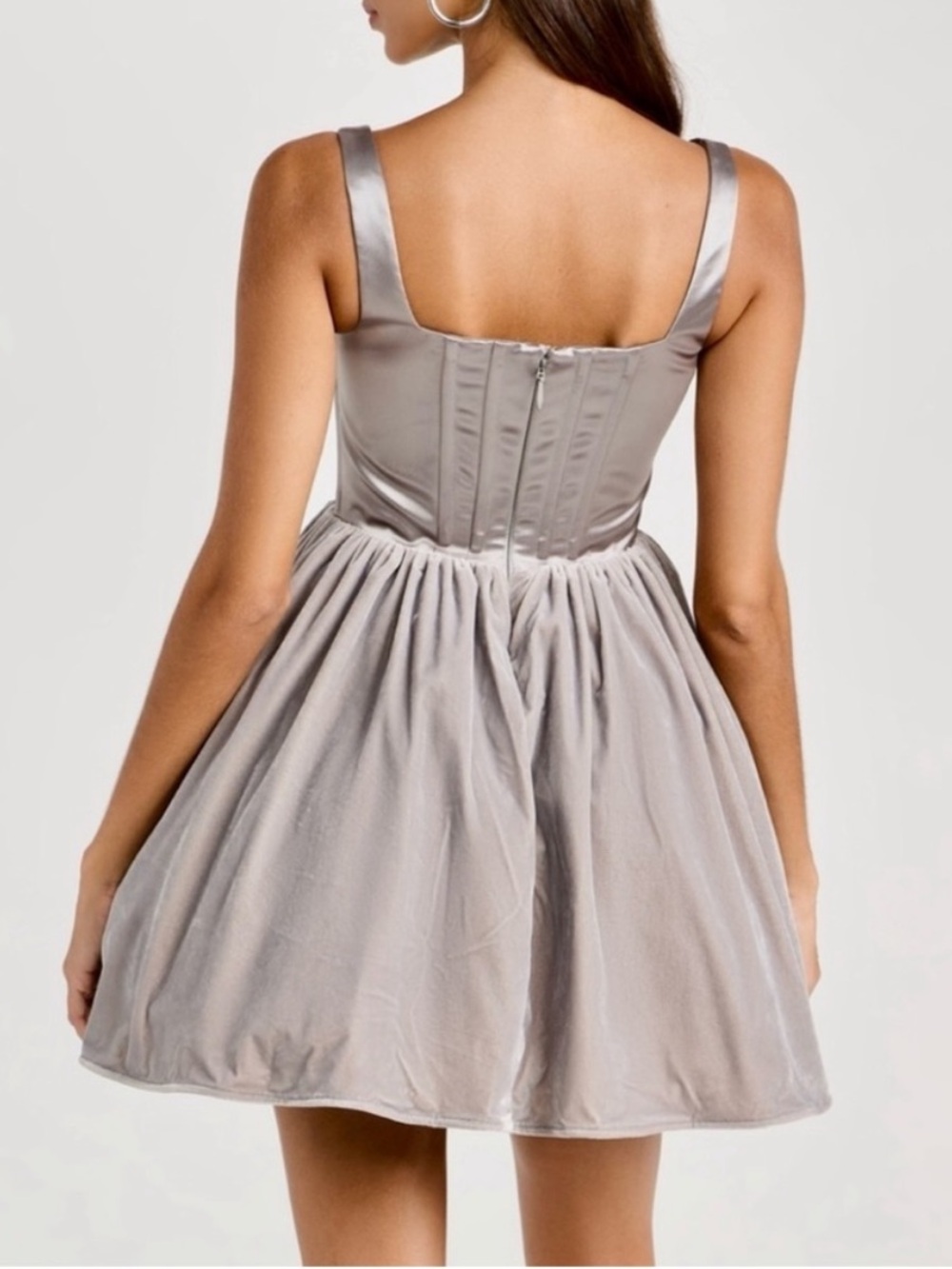 Staud Landscape Velvet Satin Corset Boned Poof Skirt Mini Dress size 12 NEW - Picture 6 of 15
